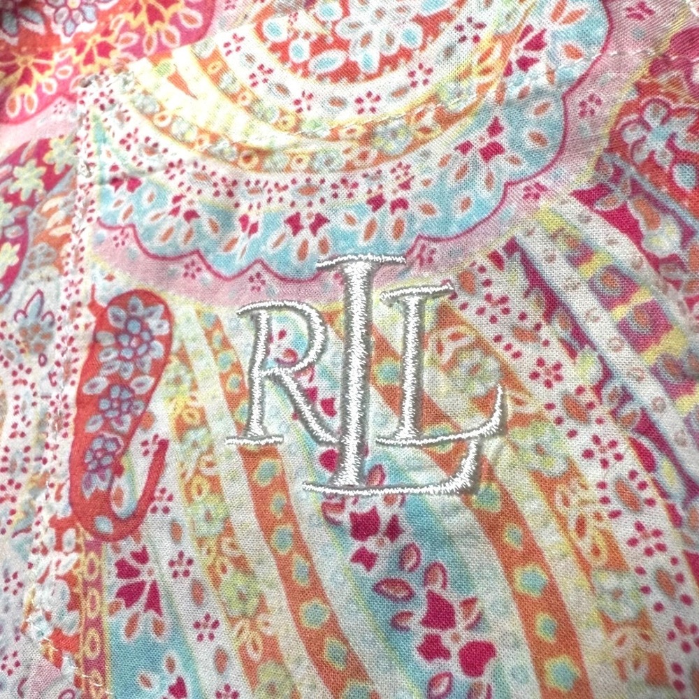 Lauren Ralph Lauren Pink Paisley Pajama Set Women's S 3/4 Sleeve Cropped Pant - Picture 6 of 9
